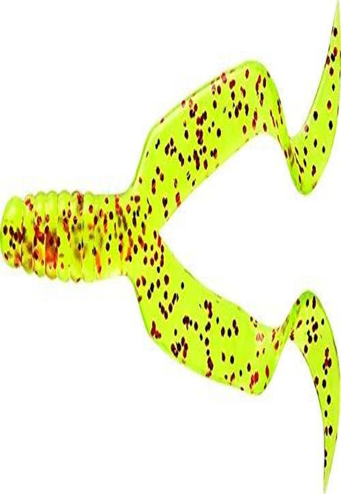 4" Double Tail/Chartreuse Red Flake