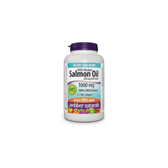 Webber Naturals Wild Alaskan Salmon Oil 1,000 mg, 180 Softgels, Supports Heart, Brain and Joint Health