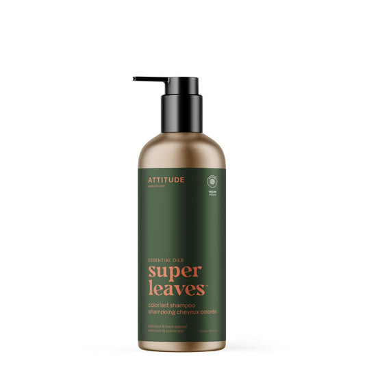 ATTITUDE Colorlast Hair Shampoo with Essential Oils, Made in Canada, EWG Verified, Plant and Mineral-Based Ingredients, Vegan Beauty Products, Refillable Aluminum Bottle, Patchouli and Black Pepper, 473 mL