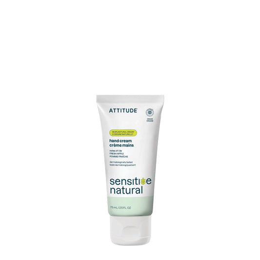 ATTITUDE Hand Cream for Sensitive Skin with Oat, Made in Canada, EWG Verified, Dermatologically Tested, Vegan, Fresh Apple Scent, 75 mL