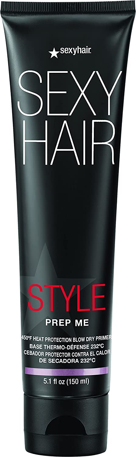 SexyHair Style Prep Me Heat Protection Blow Dry Primer, 5.1 oz | Heat Protection | Up to 68% Breakage Reduction | Ideal for Layering