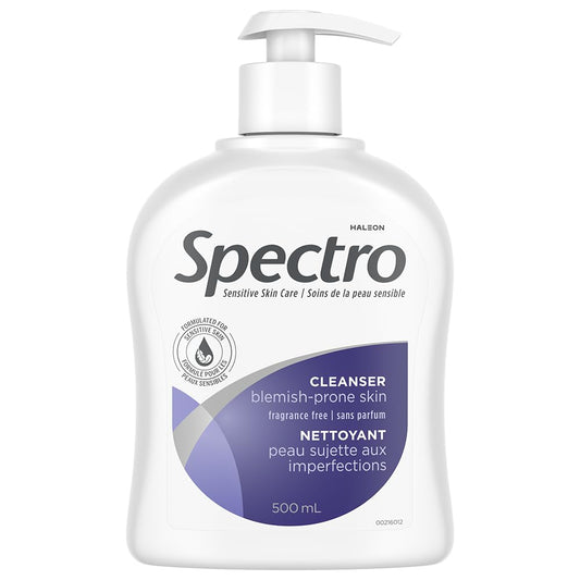 Spectro Facial Cleanser for Blemish Prone Skin, Fragrance and Dye Free, Pump Dispenser, 500 mL
