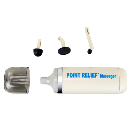 Point-Relief Mini Massager for Handheld Targeted Massage Therapy Relieve Muscle Pain, Tension, and Stress, White (14-1050)