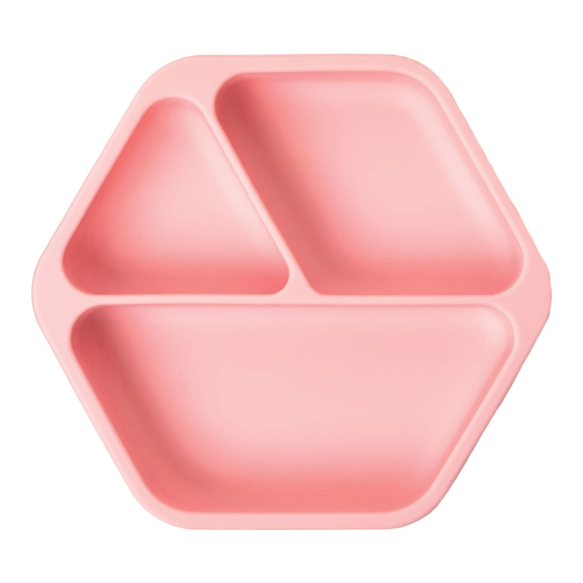 Tiny Twinkle Silicone Suction Baby Plate, Suction Grip Divided Dish for First Foods and Self-Feeding, 6-24 Months, Baby Led Weaning Supplies for Independent Eating(Pink, Plate)