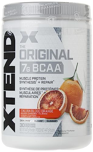 Scivation XTEND Original BCAA Powder - Sugar-Free Muscle Recovery with 7g BCAA, 2.5g L-Glutamine - Italian Blood Orange, 30 Servings