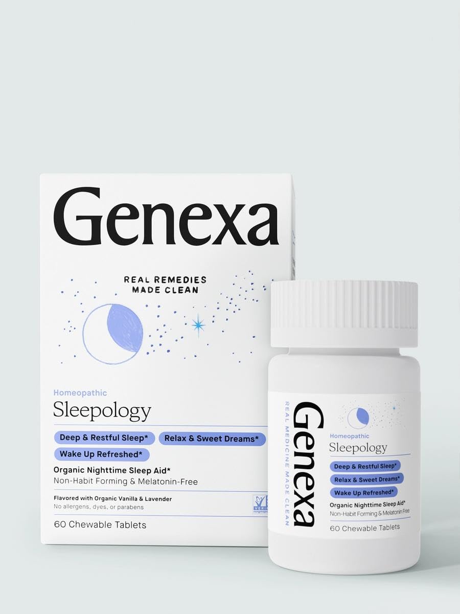 Genexa Sleepology Nighttime Sleep Aid | 60 Tablets | Certified Organic & Non-GMO, Melatonin-Free, Physician Formulated, Homeopathic
