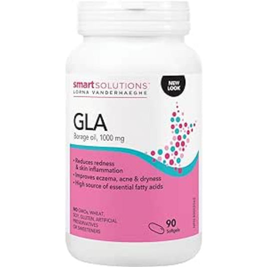 Smart Solutions GLA Borage Oil 1,000 mg, Reduces Redness, Skin Inflammation, and Improves Eczema and Acne, 90 Softgels