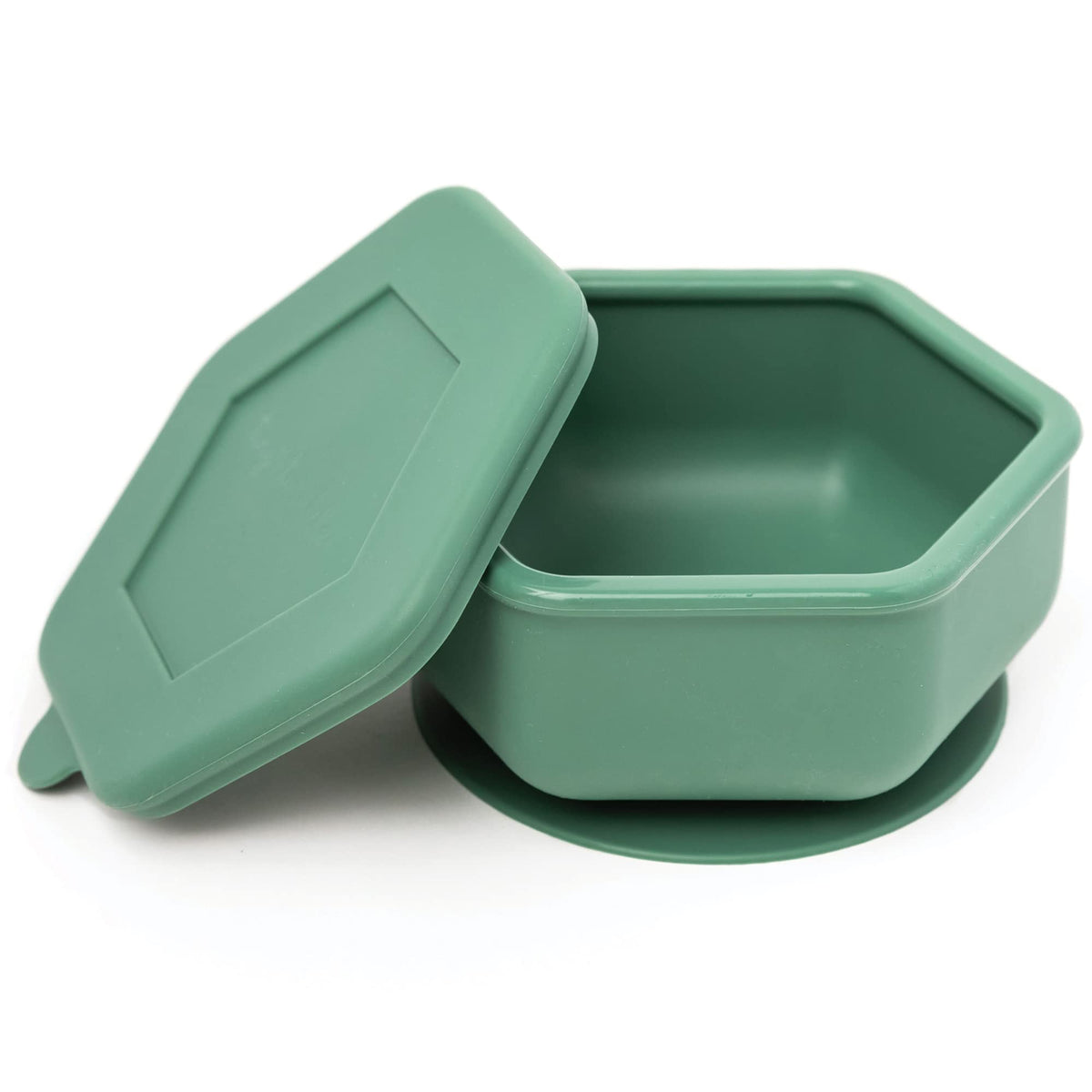 Tiny Twinkle Silicone Suction Bowl with Lid for Baby and Toddler - 100% Silicone - BPA Free - Microwave Safe - Strong Suction Bowls For Baby, Snack Containers For Toddlers (Olive, 13 oz.)