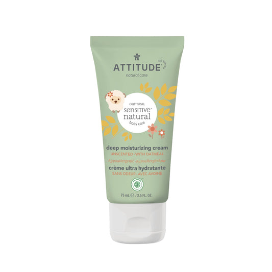 ATTITUDE Deep Moisturizing Body Cream, Made in Canada, Plant and Mineral-Based Ingredients, Vegan and Cruelty-free Personal Care Products for Sensitive Skin, Unscented,75 mL