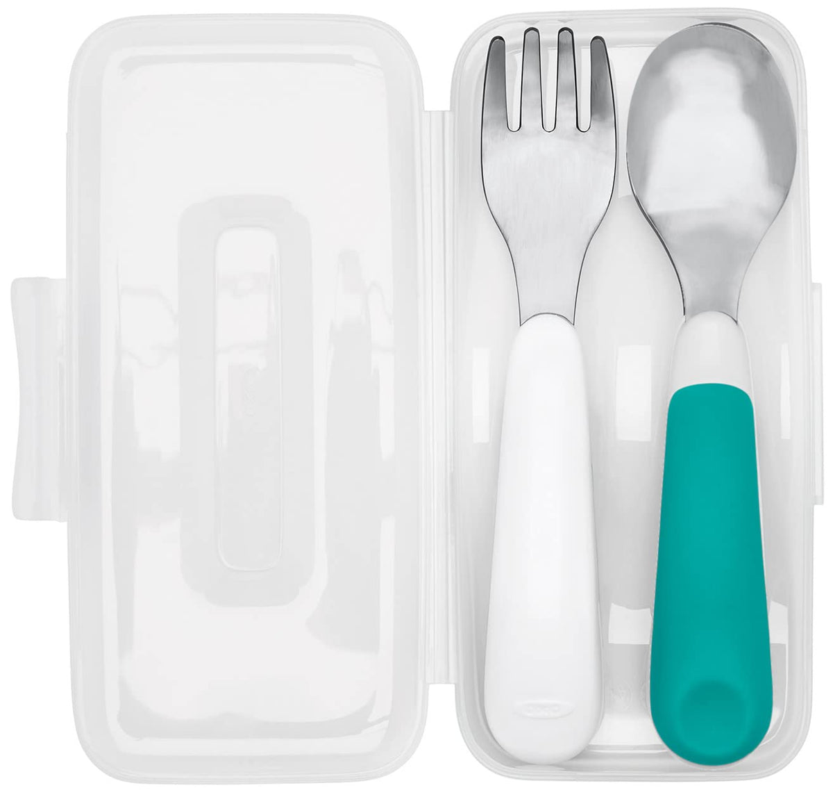 OXO Tot On-The-Go Fork/Spoon Set with Carrying Case, Teal