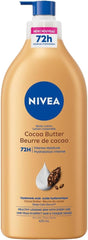 NIVEA Cocoa Butter 72-Hr Moisturizing Body Lotion for Dry Skin, Body Moisturizer with Hyaluronic Acid and Cocoa Butter, Non-Greasy and Quick-Absorbing, 625 mL Bottle