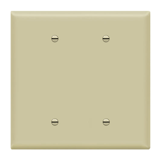 ENERLITES Double Blank Outlet Cover, Gloss Finish, Two Gang Blank Wall Plate, Oversized 2-Gang 5.5" x 5.5", Unbreakable Polycarbonate Thermoplastic, UL Listed, 8802O-I, Ivory