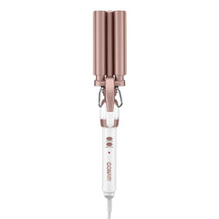 Conair CD704C Double Ceramic Triple Barrel Curl Styling Waver, Deep waves, Long lasting nautral tight waves for all hair lengths, Turbo Heat® – up to 68°F (20C) burst of heat, White/ Rose Gold