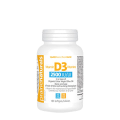 Prairie Naturals Vitamin D3 Cholecalciferol 2,500 IU in Organic Extra-Virgin Olive Oil Softgel - 180 Count