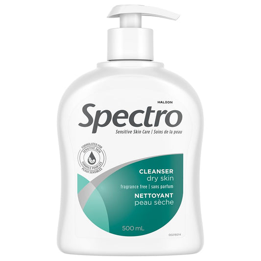 Spectro Facial Cleanser for Dry Skin, Fragrance and Dye Free Skin Care, Pump Dispenser, 500 mL