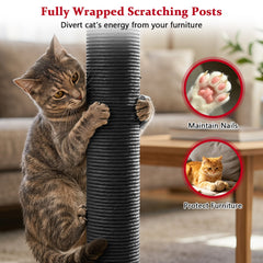 51 Inch Gothic Cat Tree with Red Castle House, Large Hammock and Bat Topper, Black and Red