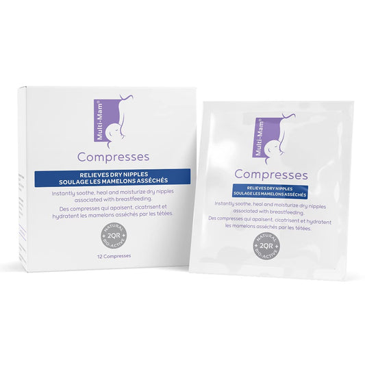 Multi-Mam Compresses - Nipple Cream for Breastfeeding, Soothes and Moisturizes Dry Nipples, Natural Gel, Safe for Nursing Mom and Baby - 12 Pack