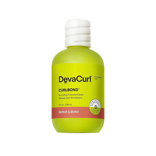 DevaCurl CurlBond Re-Coiling Hair Repair Treatment Mask, Re-links Broken Curly Hair Bonds, Split Ends Treatment, Improves Strength, Sulfate Free, Coconut Scent, For All Waves, Curls and Coils, 236mL