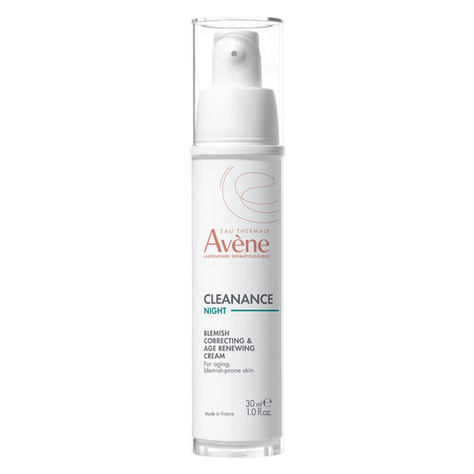 Eau Thermale Avène Cleanance WOMEN Smoothing Night Cream, for Adult Blemish Prone, wrinkles and fine lines, Retinaldehyde, Non-Comedogenic, 30 ml