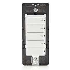 Leviton Countdown Timer Switch for Bathroom Fan and Household Lights, 2-5-10-15 min, No Neutral Required, Single Pole, 15A, 1/2 HP/9.8A Fan/Motor, DT115-1LW, White