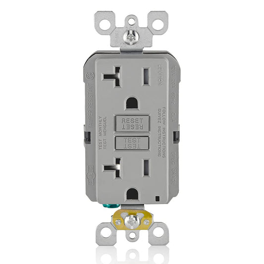 Leviton GFCI Receptacle, 20 Amp Tamper-Resistant, GFTR2-GY, Grey