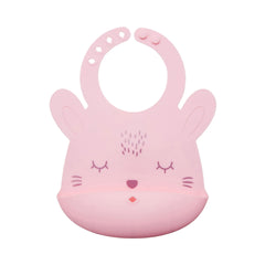 Tiny Twinkle Unisex Baby Silicone - Rose Bunny Feeding Bibs, Rose Bunny