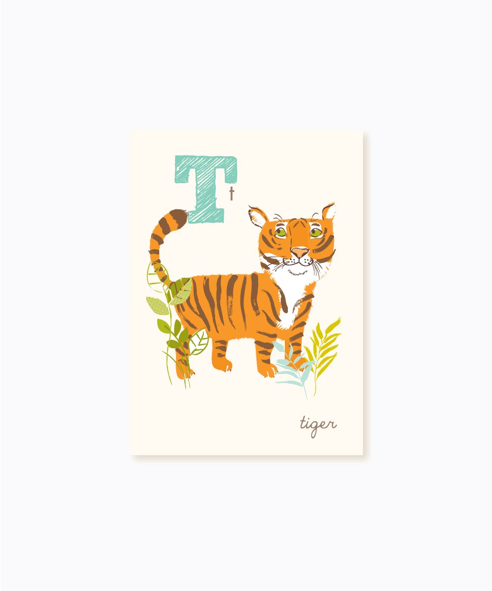 Sea Urchin Studio ABC Wall Art for Kids, T/Tiger