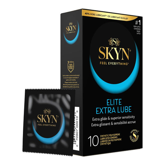 SKYN Elite Extra Lube Condoms – 10 Count – Ultra-Thin, Lubricated Latex-Free Condoms with Extra-Silky Lubricant