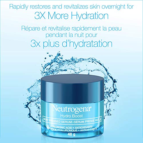 Neutrogena Moisturizer Neutrogena Hydro Boost Night Pressed Face Serum With Purified Hyaluronic Acid and Antioxidants for moisturized Skin, 48g, 48 Milliliters