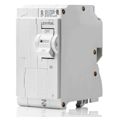 Leviton LB250-T 50A 2-Pole Plug-On Standard Branch Circuit Breaker, Thermal Magnetic, 120/240 VAC, White