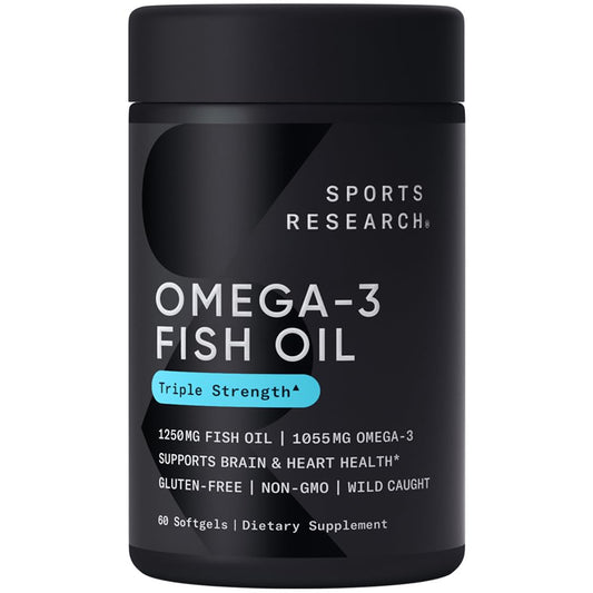Omega-3 Fish Oil, Triple Strength, 60 Softgels, Sports Research