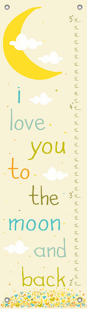 Oopsy Daisy Growth Charts Lunar Love Blue by Finny and Zook, 12 by 42-Inch