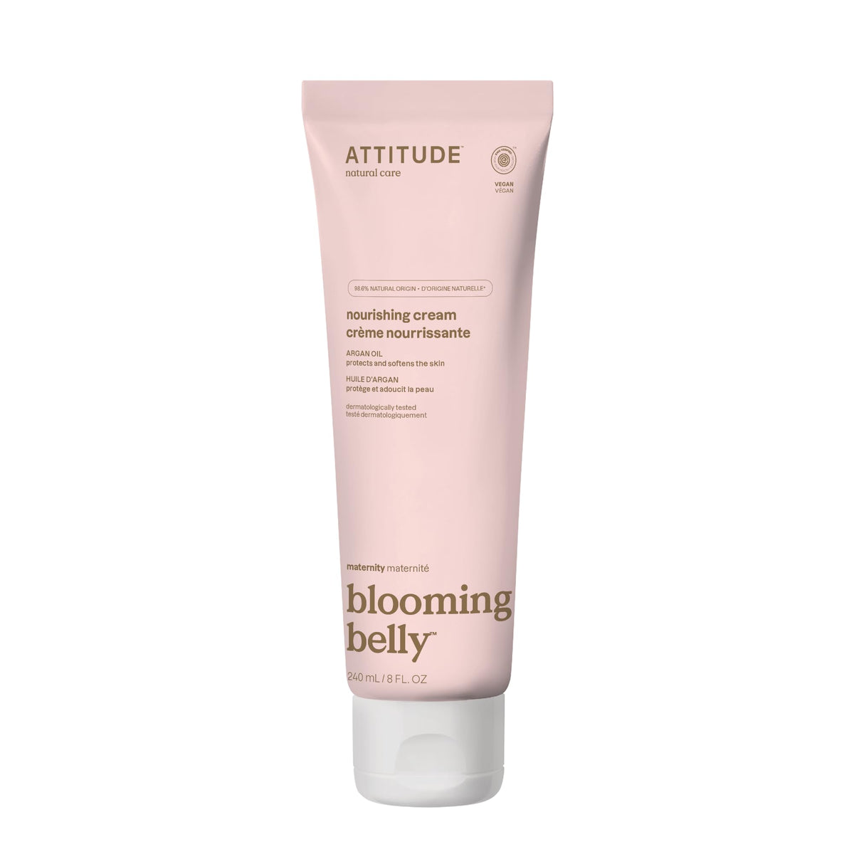 ATTITUDE Pregnancy Nourishing Body Cream, Made in Canada, EWG Verified, Dermatologically Tested, Plant and Mineral-Based, Vegan Maternity Products, Argan Oil, 240 mL