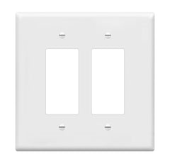 ENERLITES Double Decorator Switch Cover, Two Outlet Wall Plate, Oversized 2-Gang 5.50" x 5.50", Unbreakable Polycarbonate Thermoplastic, UL Listed, 8832O-W, White