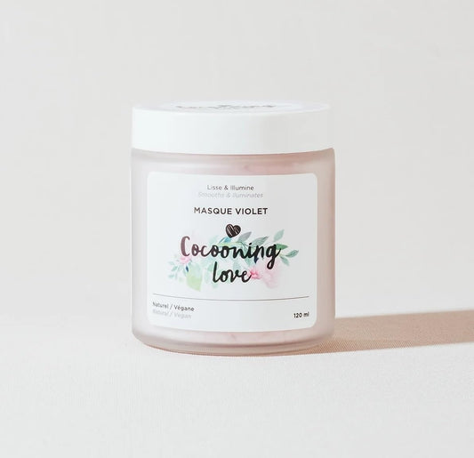 Cocooning Love 100% Natural and Vegan - Purple Clay Mask for Dry, Sensitive and Reactive Skin, 60 Grams