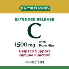 NATURE'S BOUNTY Vitamin C With Rose Hips, 1500 mg, Extended Release, Helps Maintain Immune Function, Coated Tablets, 192.7 g