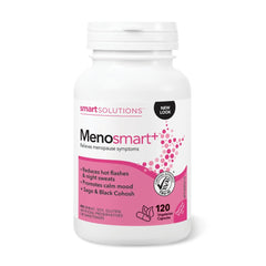 Smart Solutions Menosmart+ Vegetarian Capsules, Reduces Hot Flashes and Night Sweats, Promotes a Calm Mood, and Relieves Menopause Symptoms. With Sage, Black Cohosh, and Chasteberry, Gluten-Free, 120 Count
