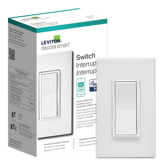 Leviton Decora Smart Switch Z-Wave 800 Series, ZW15S-1RW, White