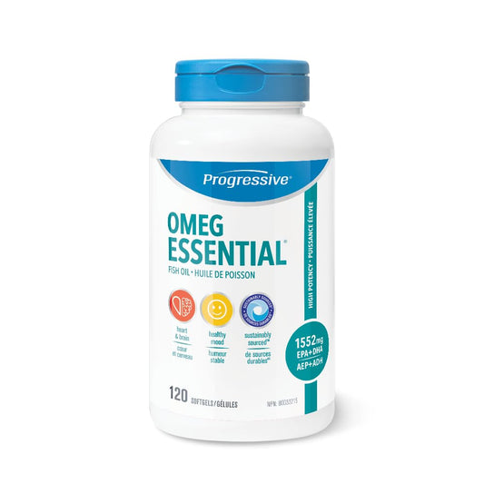 Progressive OmegEssential Adult Fish Oil Supplement - 1000 mg EPA + 550 mg DHA for Adults, 120 Softgels | All natural, cold water, wild caught