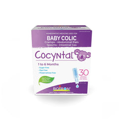 Boiron Cocyntal 30 unit-doses used for the relief of baby colic: abdominal pain, cramps, spasms and intestinal gas. Age: 1 to 6 months.