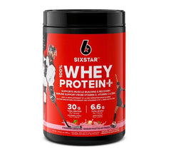 Six Star Whey Protein Powder Plus - Ultimate Muscle Building Formula with Whey Protein Isolate & Peptides - 30g of Protein & 6.6g of BCAA - Strawberry Smoothie Flavor, 20 Servings (Pack of 1)