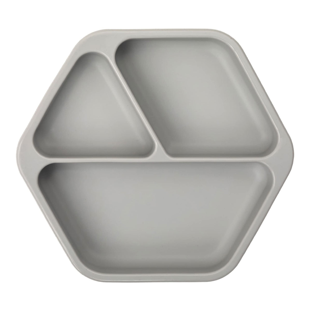 Tiny Twinkle Silicone Suction Baby Plate, Suction Grip Divided Dish for First Foods and Self-Feeding, 6-24 Months, Baby Led Weaning Supplies for Independent Eating (Grey, Plate)