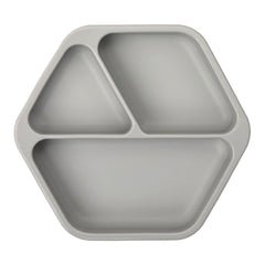 Tiny Twinkle Silicone Suction Baby Plate, Suction Grip Divided Dish for First Foods and Self-Feeding, 6-24 Months, Baby Led Weaning Supplies for Independent Eating (Grey, Plate)