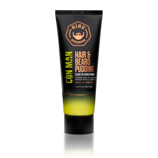 GIBS Con Man Hair & Beard Pudding - Leave-In Conditioner, Curl Definer, 3.25 Fl oz