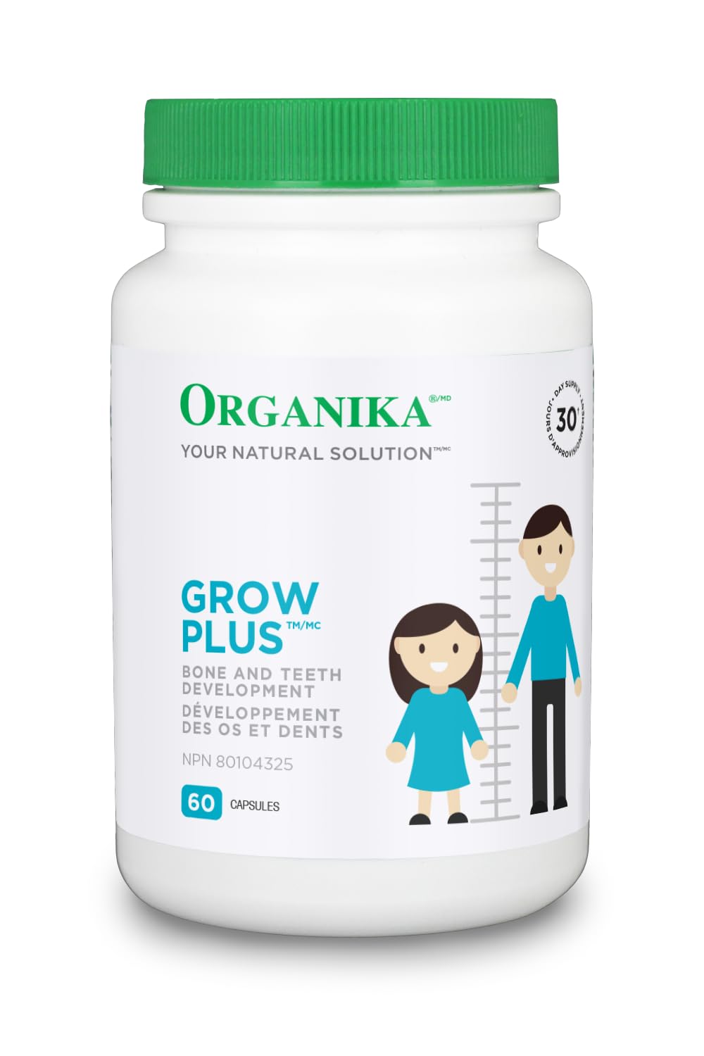 Organika Grow Plus - Aids in healthy bone development for children - 60 capsules