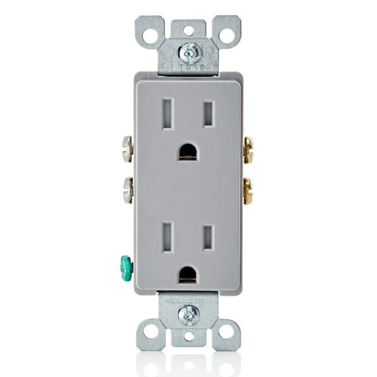Leviton Decora 15 Amp Tamper-Resistant Duplex Wall Receptacle, T5325-0GY, Grey