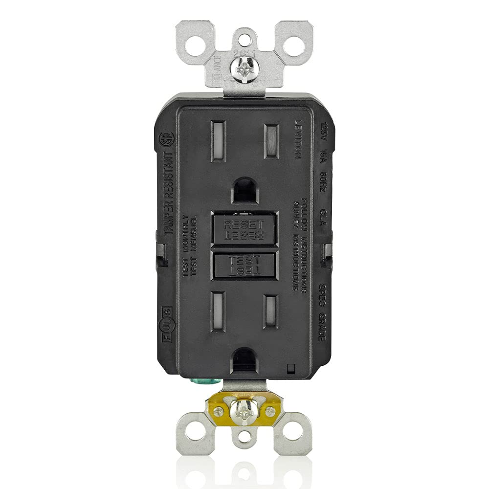 Leviton GFCI Receptacle, 15 Amp Tamper-Resistant, GFTR1-E, Black