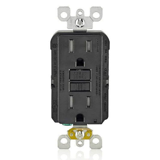 Leviton GFCI Receptacle, 15 Amp Tamper-Resistant, GFTR1-E, Black