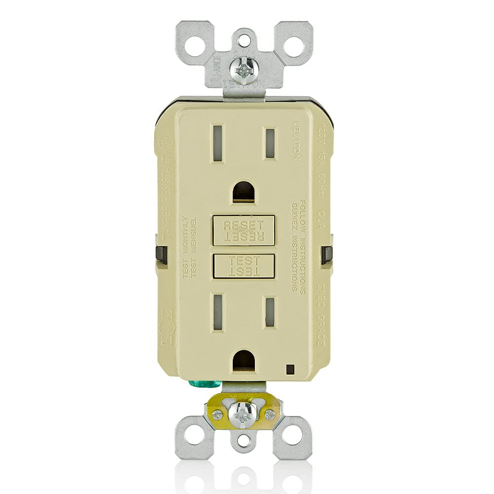 Leviton GFCI Receptacle, 15 Amp Tamper-Resistant, GFTR1-I, Ivory