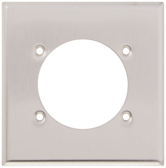 Leviton 2-Gang Power Receptacle Wallplate, Flush Mount, 2.465 Inch Diameter, 0S701-040, Stainless Steel